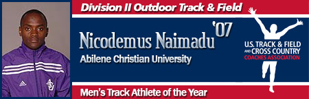 Nicodemus Naimadu, Men's Outdoor Track Athlete of the Year