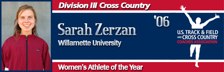 Sarah Zerzan, Women's Cross Country Athlete of the Year